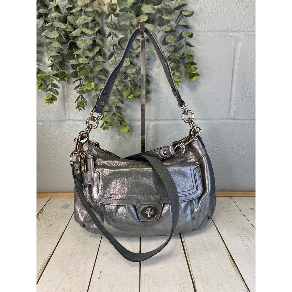 Vintage Y2K Coach Poppy Leather Groovy Crossbody 17919 Gunmetal Silver